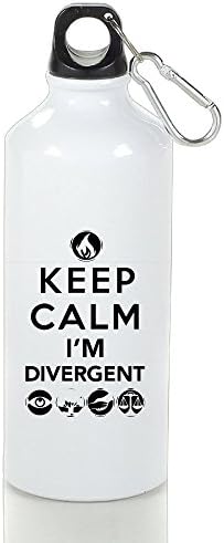 HanSmallT Keep Calm I'm Divergent Vintage Running White Bottle Aluminum With Carabiner