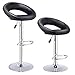 COSTWAY Height Adjustable Bar Stools Set of 2, Swivel Counter Stools w/Hollow Back & Footrest, Heavy-Duty Metal Frame Upholstered Pub Stools, Swivel Breakfast Chairs for Bar, Kitchen, Black