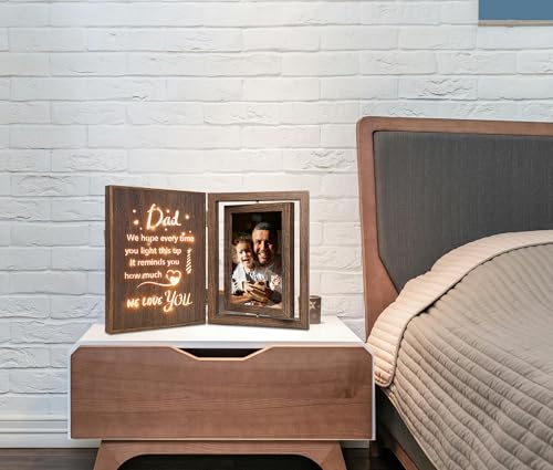 Light Up Dad Picture Frame Father's Day Birthday Gifts Dad from Daughter Son, Holds 2 4x6 Photos