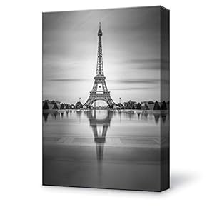 Canvas Wall Art Eiffel Tower Canvas Painting Wall Poster Decor for Living Room Wooden Framed Home Decorations - 12x18 inches