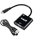 J&D Mini HDMI to VGA Adapter Cable Converter (Black, Adapter)