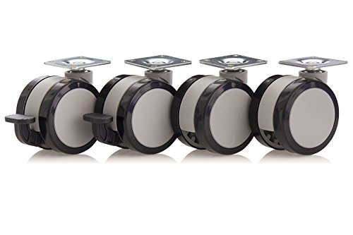 Katu BK-GB6005-23 Set of 4 Furniture Swivel Plate Caster with Brake for hardwood floors, Diameter 2 3/8" (60mm) Color Gray & Black