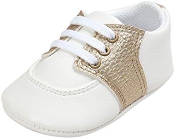 for 0-18 Months Baby, Baby Boy Girl Shoes First Walkers Shoes Soft Leather Crib Shoes Infant Sneakers by Williant (Gold, 12-18 months)