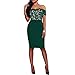 CHARMORE Women's Lace Top Off The Shoulder Bodycon Party Cocktail Dress (S, Green)