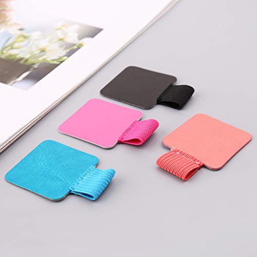 JUNESUN 3pcs Square Self-Adhesive Leather Pen Clip Pencil Elastic Loop for Notebooks Journals Clipboards Pens Holder - Thumbnail 4