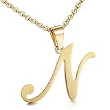 Besteel Womens Mother and Daughter Stainless Steel Name Initial Letter Pandant Necklace Letter N