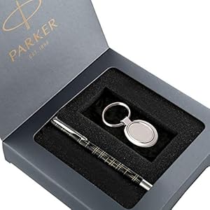 Parker Vector Gift Set Spark Black Special Edition Roller Ball Pen Round Key Chain (Ink – Blue)