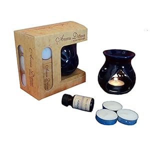 eCraftIndia Aroma Burner with Lavender Aroma Oil (8 cm x 15.01 cm x 8 cm, Blue, Set of 6)