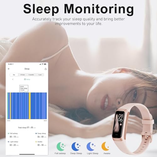 LBOYLOVE® Fitness Tracker, Step Tracker Smart Band, 1.1" AMOLED Touch Color Screen, Waterproof Fitness Wristband with Blood Oxygen/Heart Rate Monitor/Step Counter/Alarm/Timer/Calories/Sleep Monitor