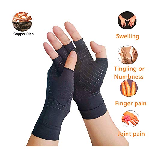 Compression Gloves for Arthritis Medical Copper Arthritis Gloves. Copper Infused Fit Gloves for Women/Men. Relieving Pain in The Treatment of Rheumatoid Arthritis, RSI Osteoarthritis, Tendinitis (S) - Thumbnail 2
