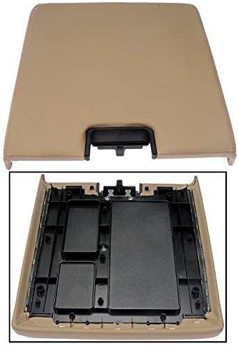APDTY 035948 Center Console Lid Assembly w/Latch Fits 2007-2013 Cadillac Escalade Chevrolet Silverado Suburban Tahoe GMC Sierra Yukon (Tan Vinyl; Replaces 20864153)