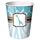 Creative Converting Baby Shower Wild Safari Blue 8 Count Paper Cups, 12-Ounce