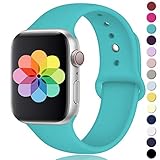 Laffav Compatible with Apple Watch Band 42mm 44mm, for Women Men, Silicone Sport Replacement Band Compatible with Apple Watch Series 4/3/2/1, Small/Medium, Teal