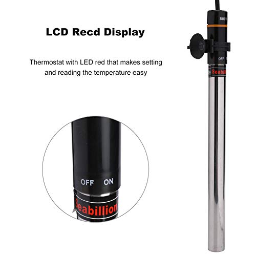 Lineba 500 Watt Submersible Aquarium Heater, Fish Aquarium Heater with LED Temperature Display for Fish Tank