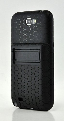 LiViTech Extended Battery Cover with Stand TPU Silicone Case for Samsung Galaxy Note 2 II N7100 (Black)