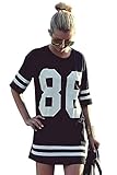 Ninimour- Women's Summer Oversized Baseball T Shirt Top Loose Dress (S, Black)