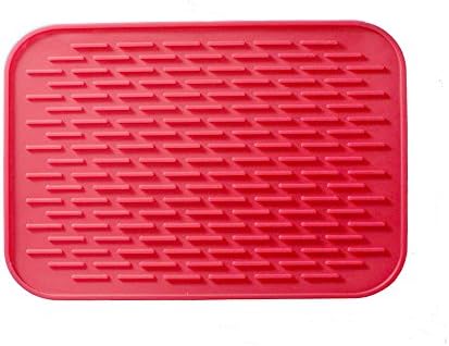 BOBILIFE-Rectangle Silicone Trivets - Multi-purpose Silicone Pot Holders, Spoon Rest and Kitchen Table Mat - Insulated, Flexible, Durable, Non Slip Hot Pads and Coasters ( Pack of 2 Pieces ) (RED)