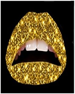 Violent Lips Glitter Sequin Sparkle Tattoo Lipstick Appliques Gold - Pack of 3