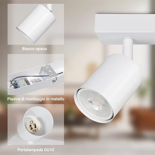 TaFiCo LED Ceiling Spotlight with 2 Lights – Ceiling Light GU10 White – LED Ceiling Light Modern Swivel Spotlight for Living Room Bedroom Kitchen – Without Bulb