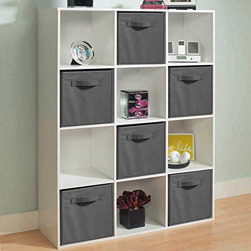 Staron  6-Pack Foldable Fabric Cloth Storage Cubes Shelves Baskets Bins Containers Home Decorative Closet with Handles Organizer Household Cloth Collapsible Box Toys Storages Bedroom Drawer (Grey) - Thumbnail 2