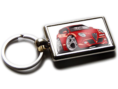 Koolart Cartoon Car Alfa Romeo MITO Chrome Keyring Picture Both Sides (Red)