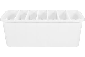 Beavorty Large Capacity Portable Clothes Organizing Box with Adjustable Dividers, White Medium Underwear