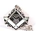 All Seeing Eye Square & Compass Masonic Necklace - [Silver & Black][2'' Wide]
