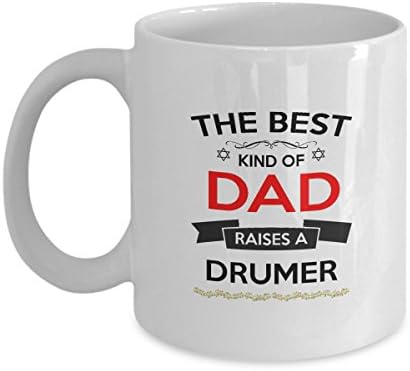 Greatest Dad Mug, Best Dad Gifts, The Best Kind Of Dad Raises A DRUMER Unique Gifts For Dad and Grandpa, Christmas, Birthday - 11Oz - White By AZMugs
