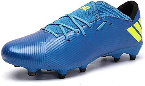 FJJLOVE Football Boots Competition/Training Shoes Kids And Adults Outdoor Professional Soccer Boots for Unisex Boys/Girls,Blue,39