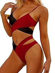 Lilosy Sexy Wrap Criss Cross Cutout Two Tone Color