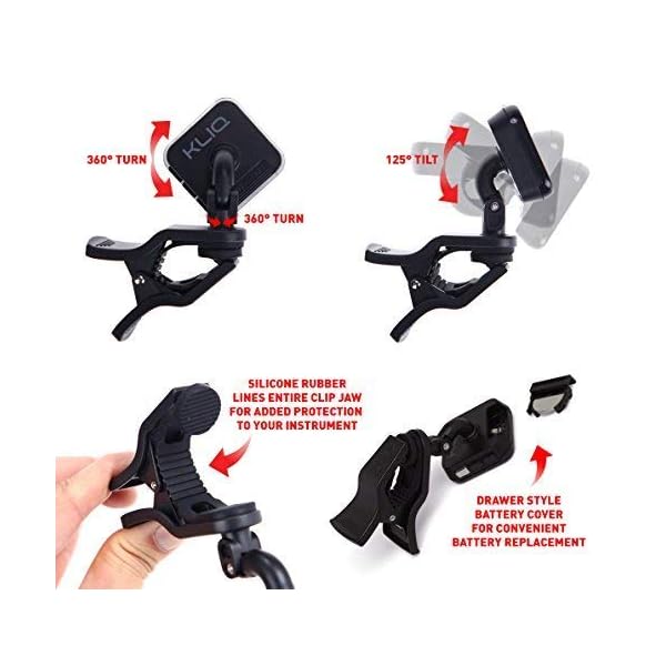 KLIQ UberTuner - Professional Clip-On Tuner for All Instruments (multi-key modes) - with Guitar, Ukulele, Violin, Bass… - Image 6