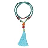 eManco Statement Tassel Long Pendant Necklaces for Women Handmade Wood Bead Bohemian Jewelry Colorful