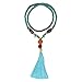 eManco Statement Tassel Long Pendant Necklaces for Women Handmade Wood Bead Bohemian Jewelry Colorful
