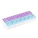 E-Crazy Pill Organizer, Pill Box Twice-a-Day, Weekly Pill Planner with Detachable Compartments, can be Detached as Daily Pill Box, AM PM Pill Organizer