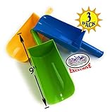 Matty's Toy Stop 9" Kids Short Handle Sand Scoop Plastic Shovels for Sand & Beach (Yellow, Blue & Green) Gift Set Bundle - 3 Pack