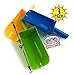 Matty's Toy Stop 9" Kids Short Handle Sand Scoop Plastic Shovels for Sand & Beach (Yellow, Blue & Green) Gift Set Bundle - 3 Pack primary