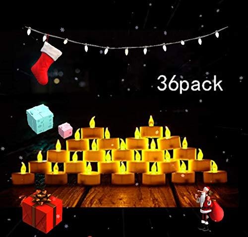 TEECOO 36pcs Flameless Tea Lights Candles, Flickering LED Tea Light Candles, Long Lasting Battery Operated Fake Candles-Decoration for Party, Halloween