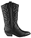 Cambridge Select Women's Cowboy Western Pointed Toe Knee High Pull On Tabs Boots,8 B(M) US,Black PU