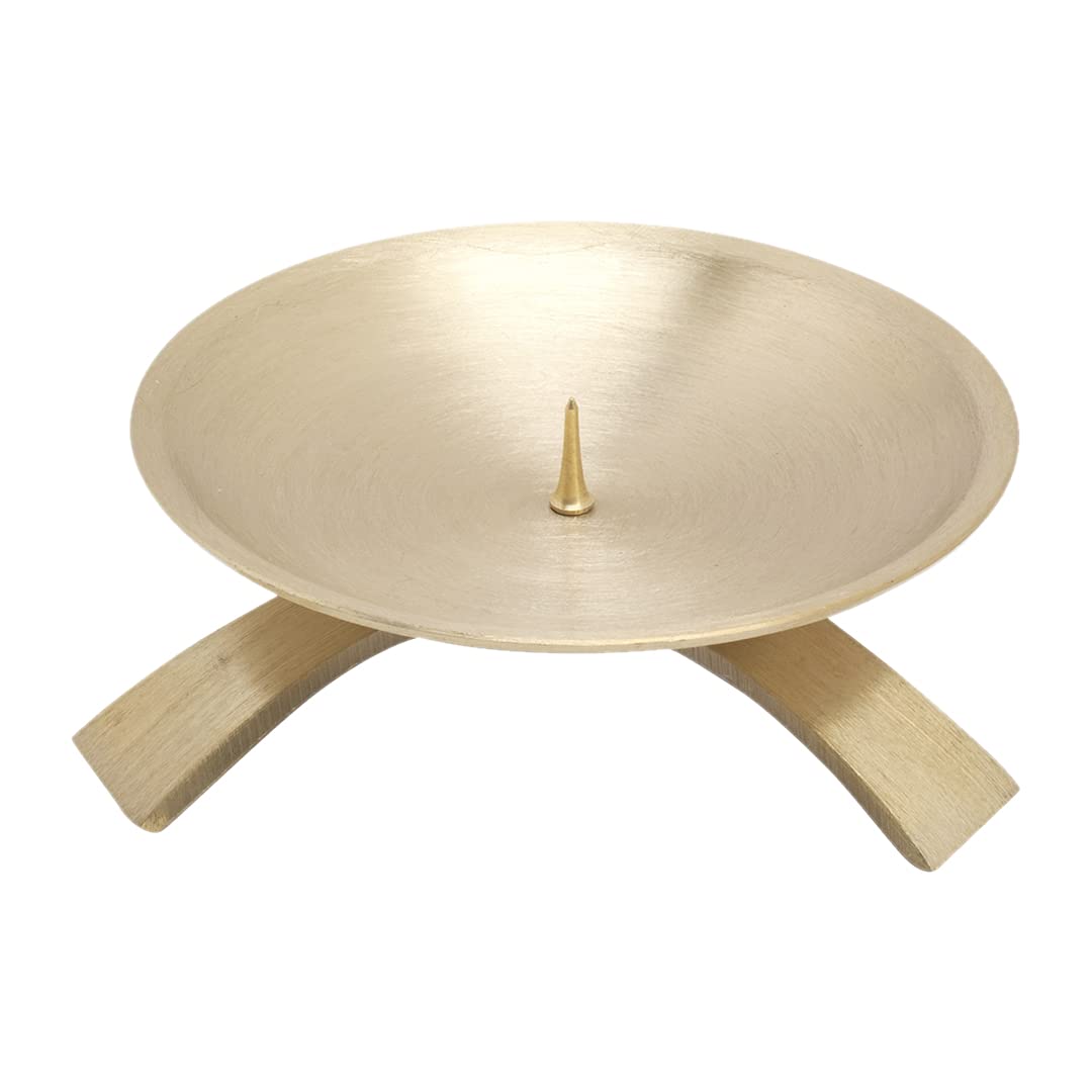 NKlaus three foot candlestick Ø9,5cm with spike small brass gold candlestick altar candlestick 10704