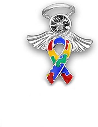 Angel Holding Autism Ribbon Pin