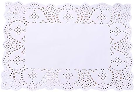 ARTLILY 140PCS Disposable Lace Paper Doilies Rectangle Oil-Absorbing Cake Box Liner