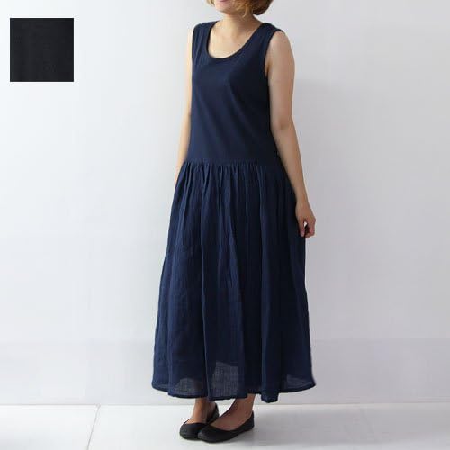 Amazon ミディウミ Midi Umi ミディウミ Midi Umi ノースリーブロングワンピース 99 Black ワンピース チュニック 通販