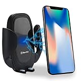 Car Phone Mount Wireless Charger - Compatible with iPhone X XS XS Max XR 8 Plus - Samsung Galaxy S9 S9+ S10 S10+ Note 9 - QI Enabled No Slip Side Pad & Strong Bracket - Cable & Accessories Included