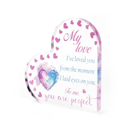 MUCOOS Pink Acrylic Plaque, Gift for Girlfriend, Home Decoration, Acrylic Decoration for Wife, Birthday Gift from Husband to Wife, Love You Gift, Thoughtful Souvenir