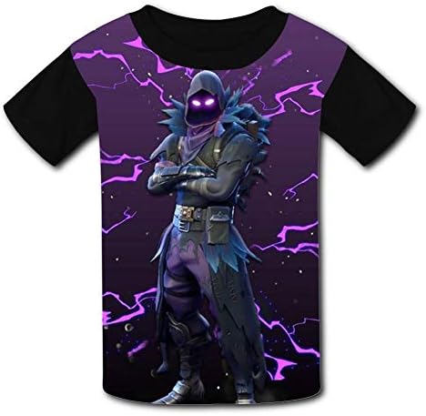 QUANSHI Youth 3D Pattern Printed for-tnite Raven Short Sleeve T-Shirts Kids Casual Graphics Tees