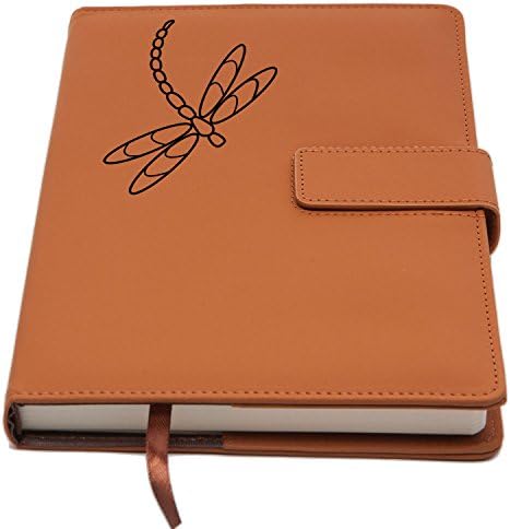 Dragonfly Refillable Writing Journal | Faux Leather Cover, Magnetic Clasp + Pen Loop | Blank Notebook | 200 Lined Pages, 5 x 8 Inches for Travel, Personal, Poetry | Brown | The Amazing Office