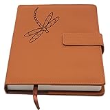 Dragonfly Refillable Writing Journal | Faux Leather Cover, Magnetic Clasp + Pen Loop | Blank Notebook | 200 Lined Pages, 5 x 8 Inches for Travel, Personal, Poetry | Brown | The Amazing Office