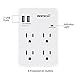 Oviitech Multi-Functional Wall Mount Outlet,Surge Protector,OviiTech 4-Outlet with USB 2.4A Charging Ports Socket Outlets Adapter,1875 W,750 Joules,White,ETL Listed,2 Pack