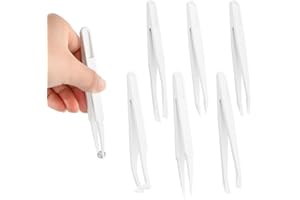 Nivofu 6pcs Precision Tweezers Set, Anti-Static Plastic Tweezers Kit, Flat Pointed Curved Tweezers for Electronic Repair Jewe