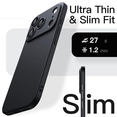 JETech Slim Case for iPhone 17 Pro MAX 6.9 Inch, Minimalist Lightweight Ultra Thin Case with Camera Lens Protection, Matte Anti-Fingerprint Finish (Black)